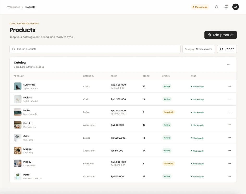 Catalog & Stock Management
